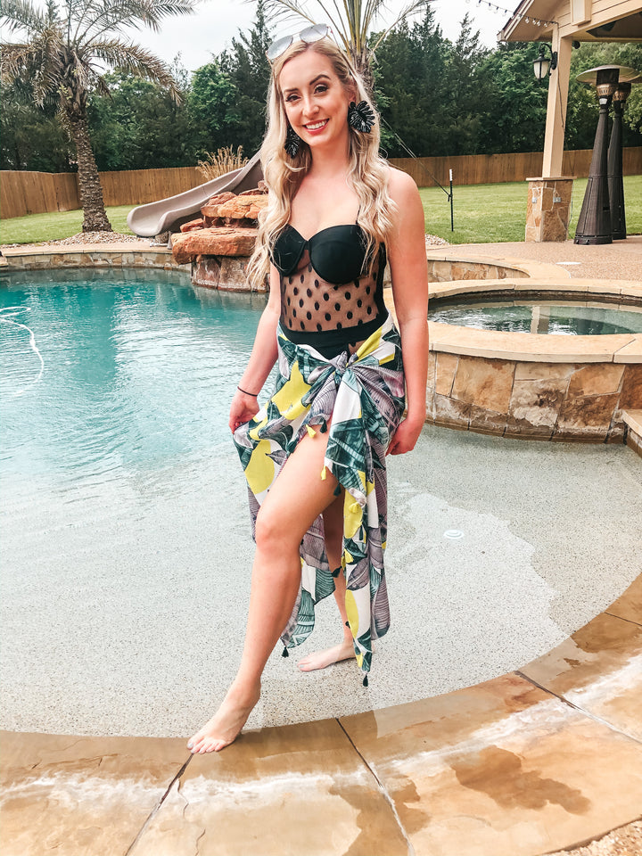 Wrapped Around You Palm Leaf Sarong With Tassels in Green and Grey - Giddy Up Glamour Boutique