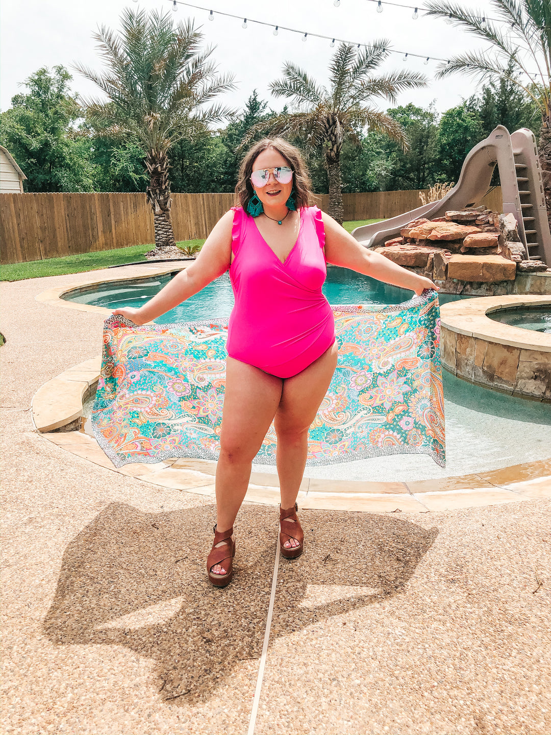 Let's Wrap This Up Paisley Satin Sarong in Teal - Giddy Up Glamour Boutique