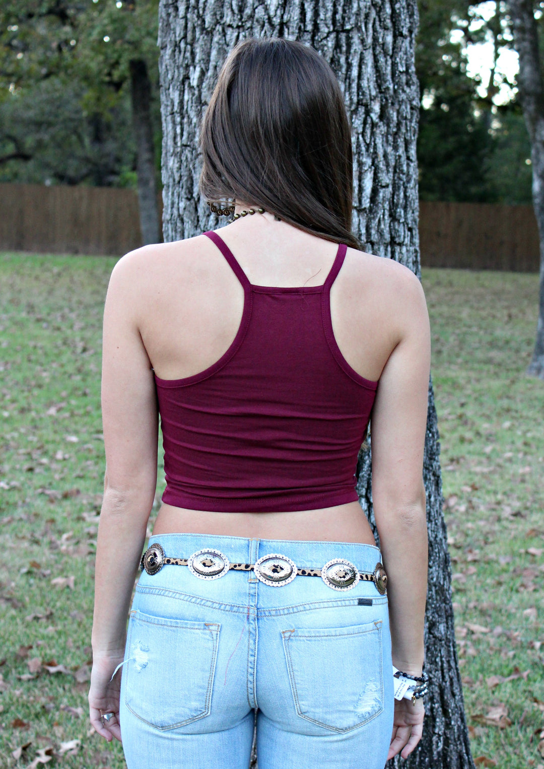 Leading Edge Caged Crop Top in Maroon - Giddy Up Glamour Boutique