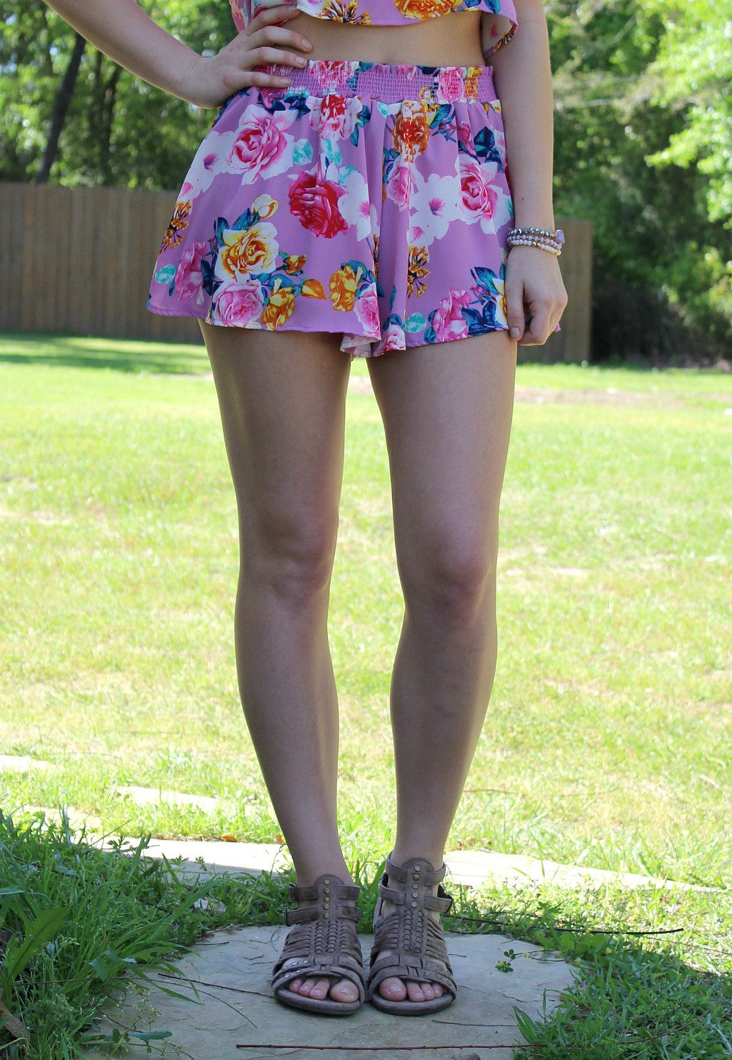 Last Chance Size Small | Summer Side of Life Lavender Floral Shorts - Giddy Up Glamour Boutique