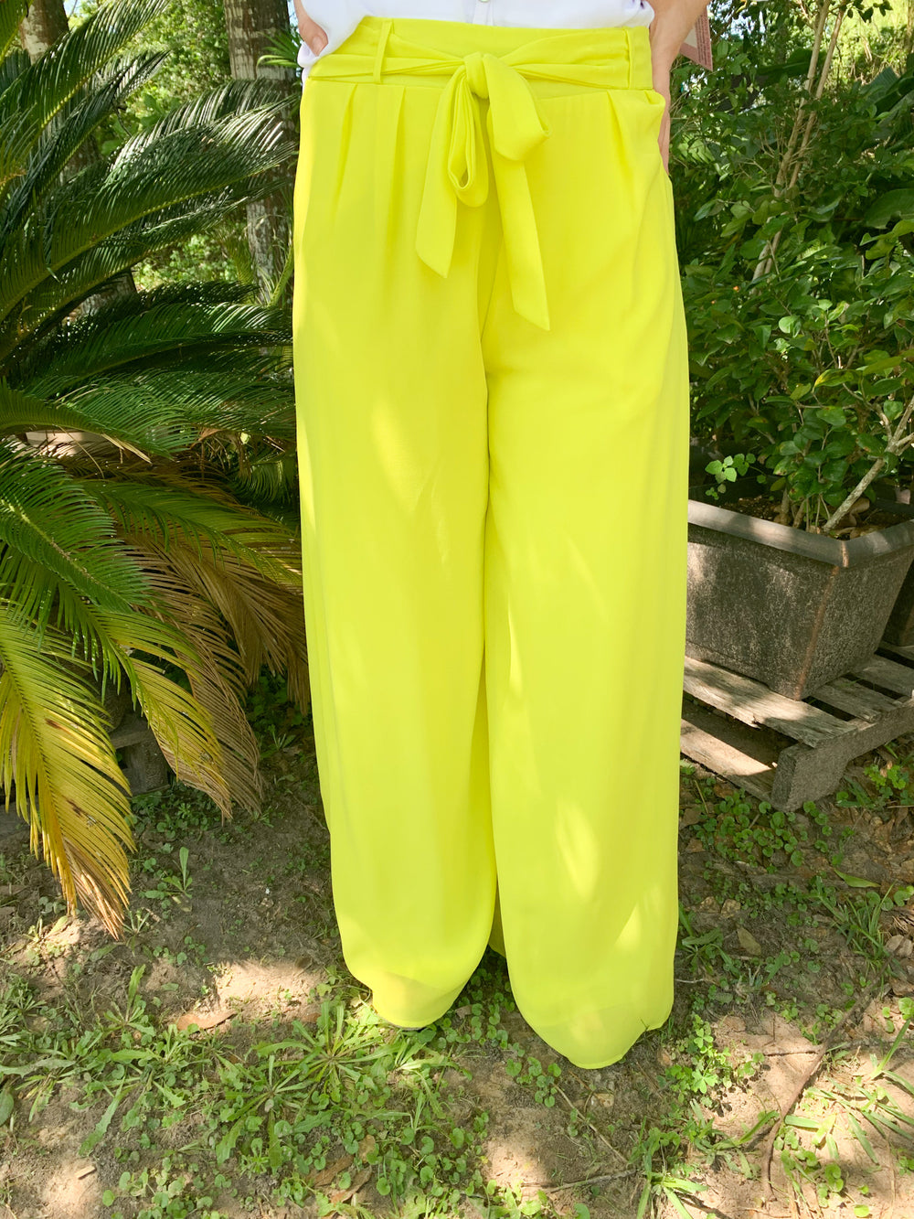 Take My Advice Wide Leg Pants in Lime Green - Giddy Up Glamour Boutique