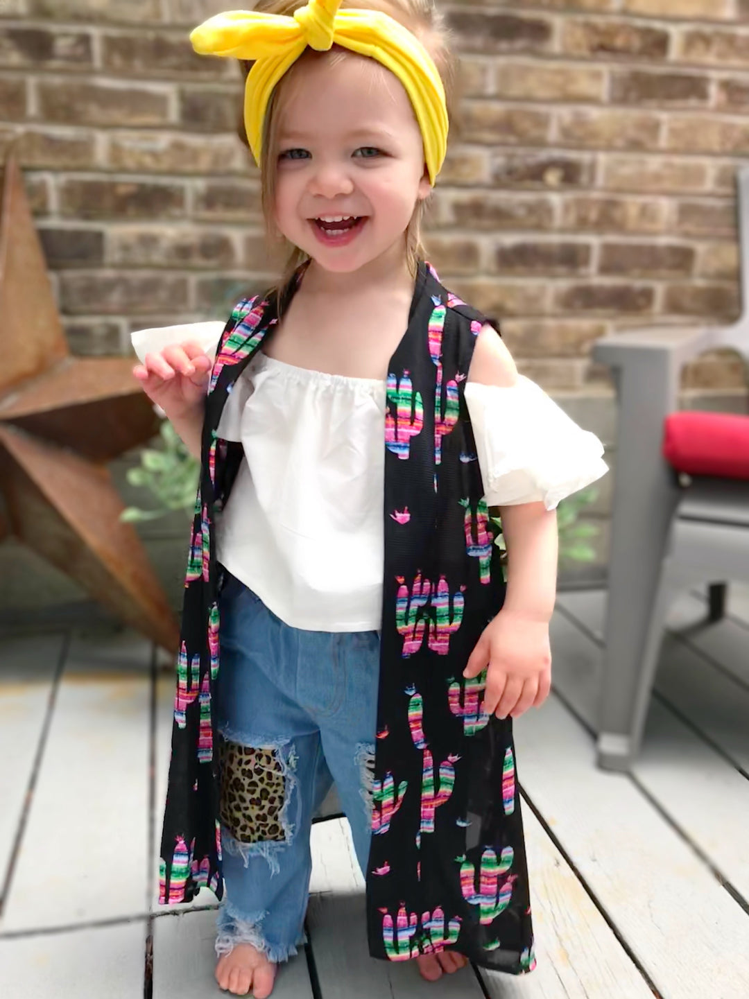 Children's Be Curious Off Shoulder Top in White - Giddy Up Glamour Boutique