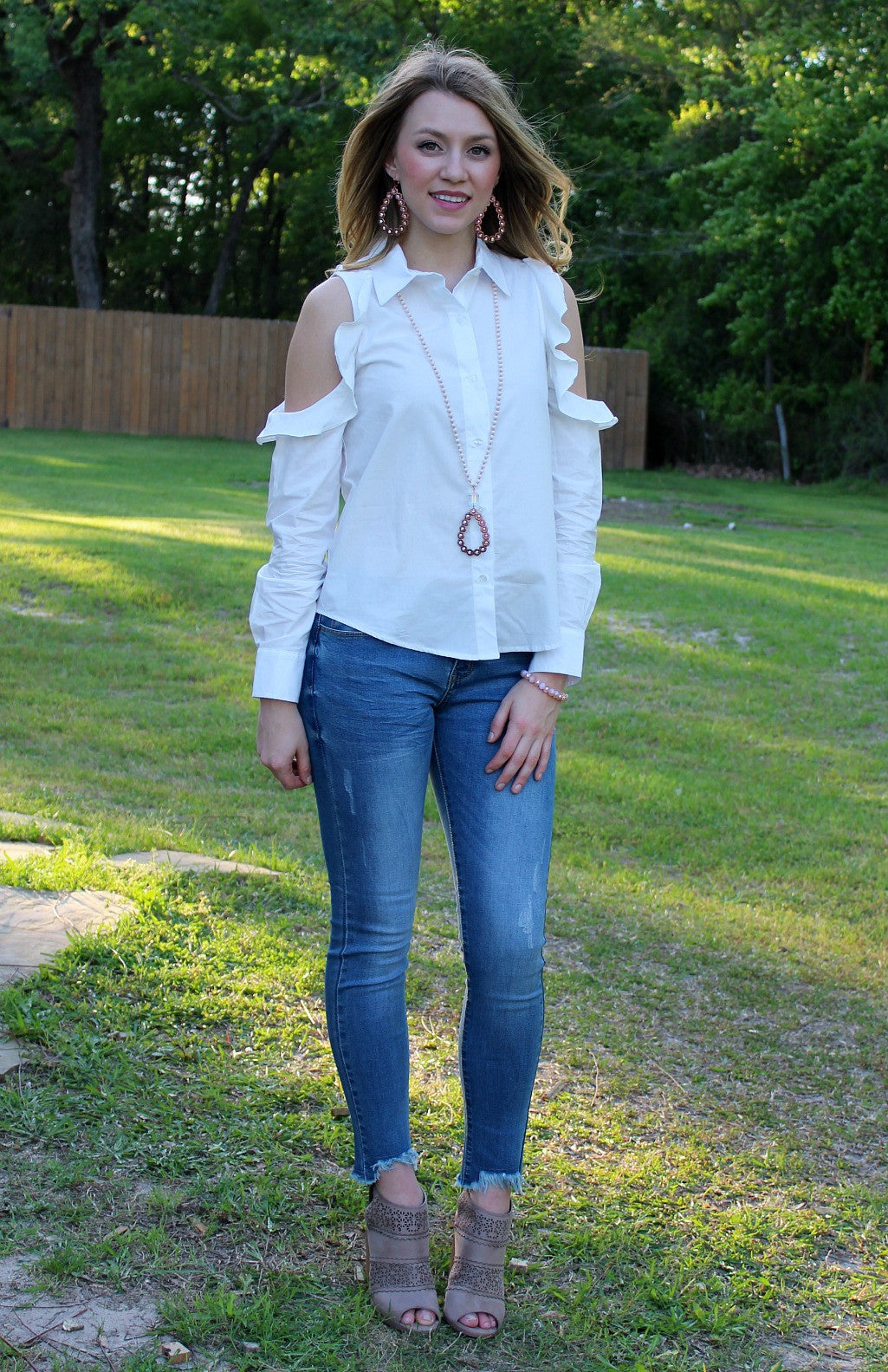 Business of Style Long Sleeve Button Up in White - Giddy Up Glamour Boutique