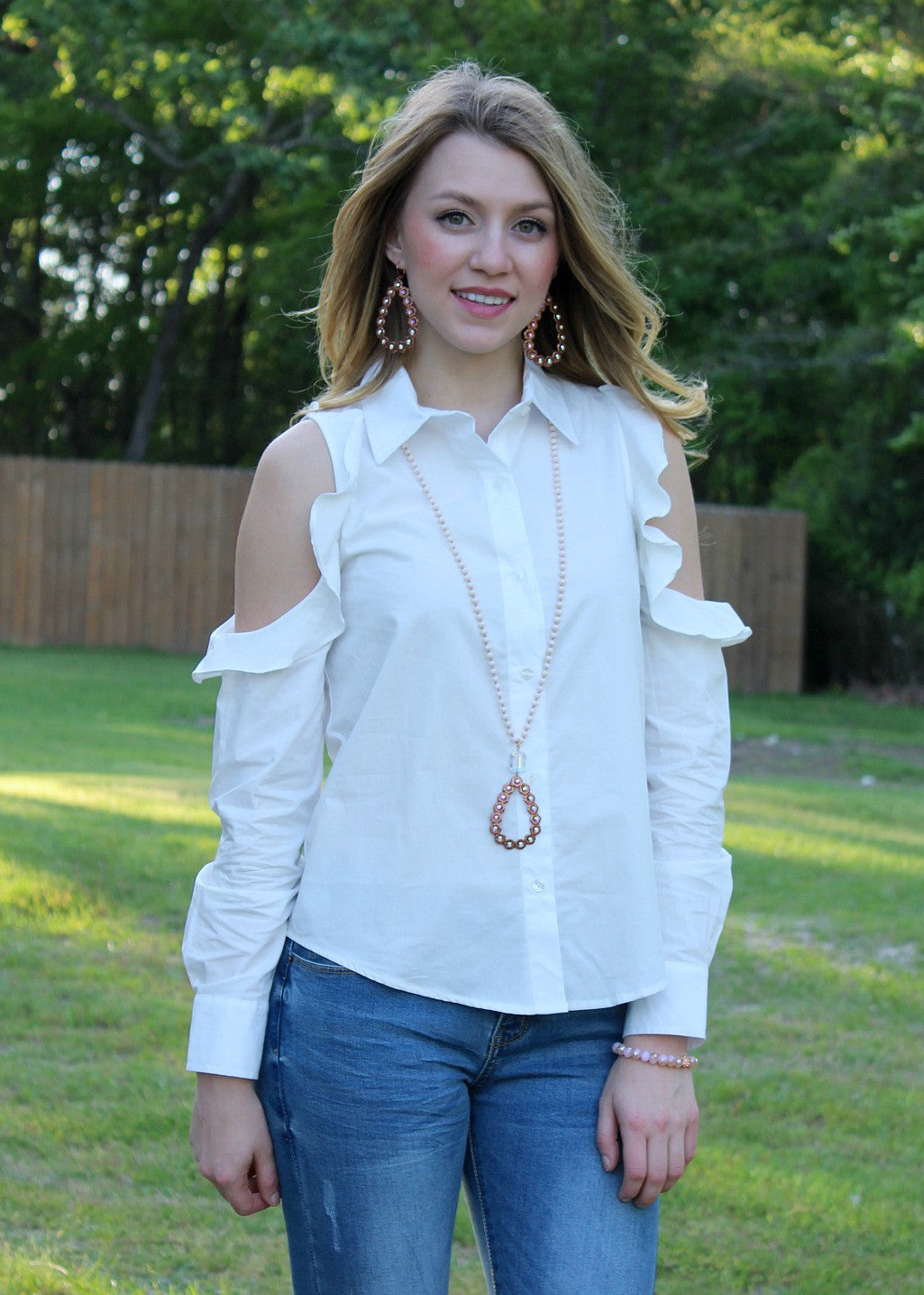 Business of Style Long Sleeve Button Up in White - Giddy Up Glamour Boutique