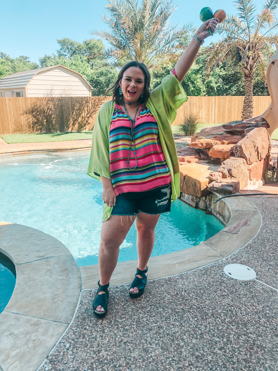 Like a Melody Solid Sheer Kimono in Lime Green - Giddy Up Glamour Boutique