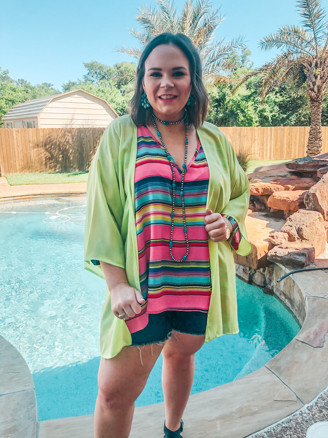 Like a Melody Solid Sheer Kimono in Lime Green - Giddy Up Glamour Boutique