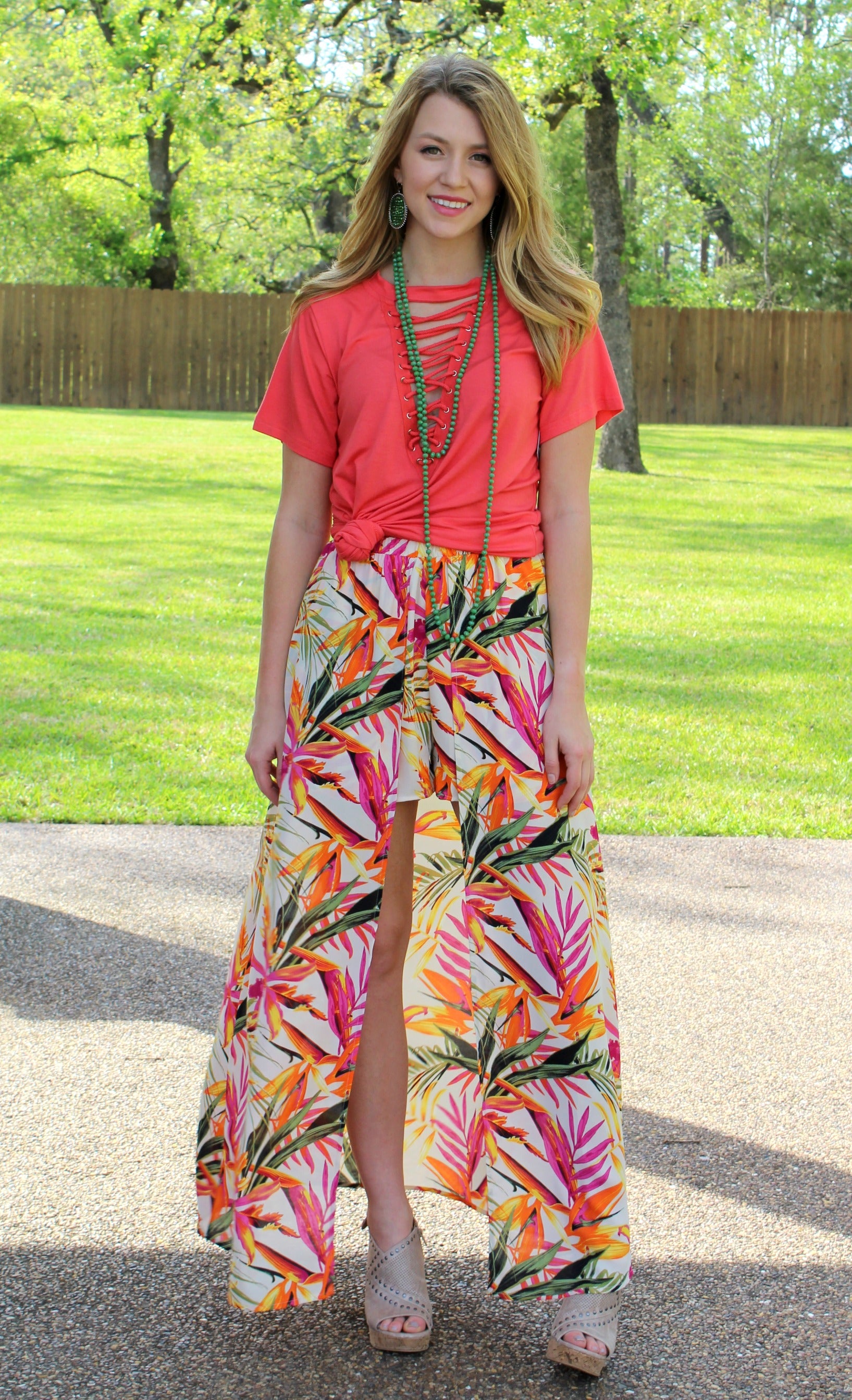 One in a Million Maxi Skort in Tropical Palm - Giddy Up Glamour Boutique
