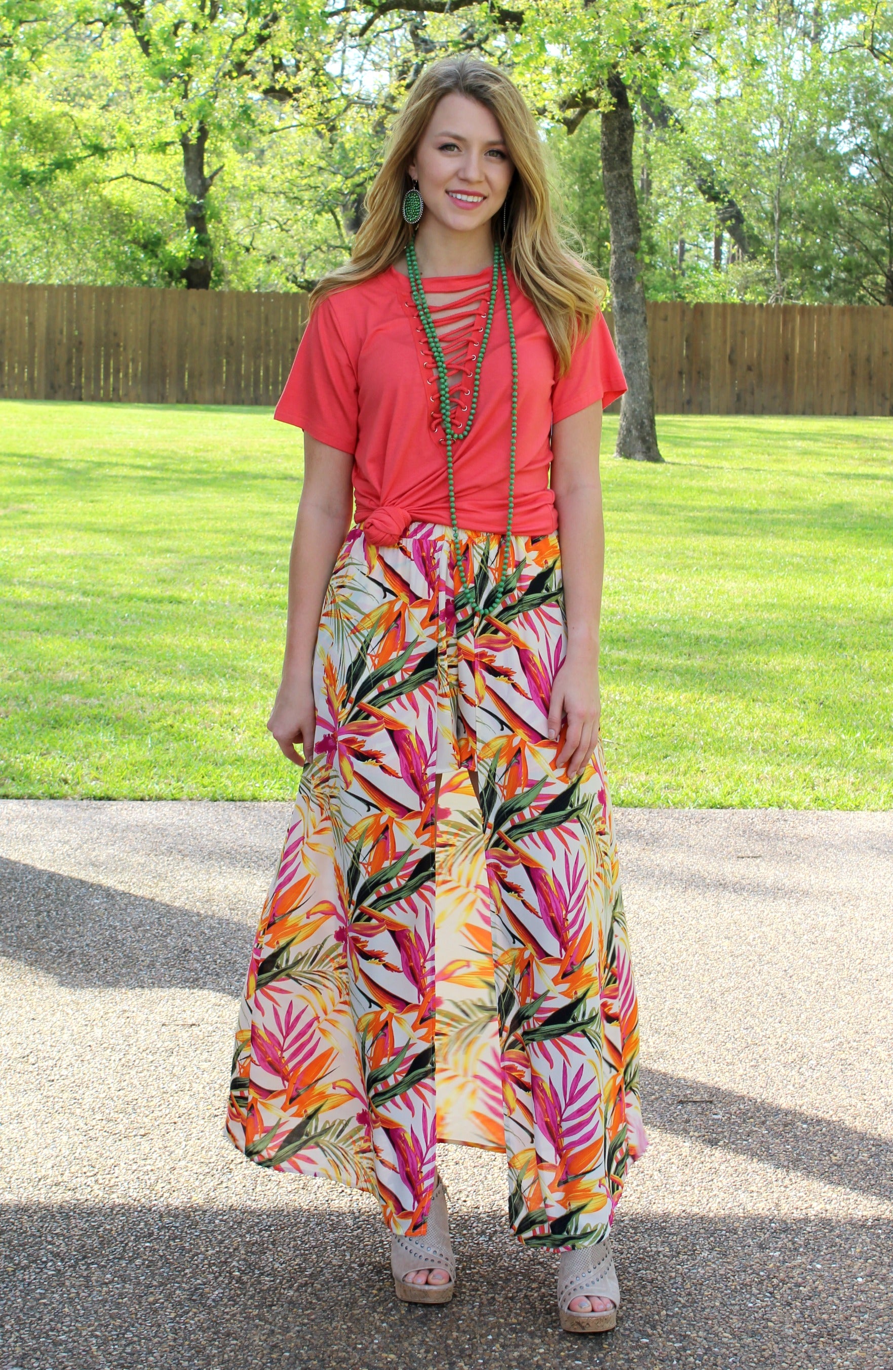 One in a Million Maxi Skort in Tropical Palm - Giddy Up Glamour Boutique