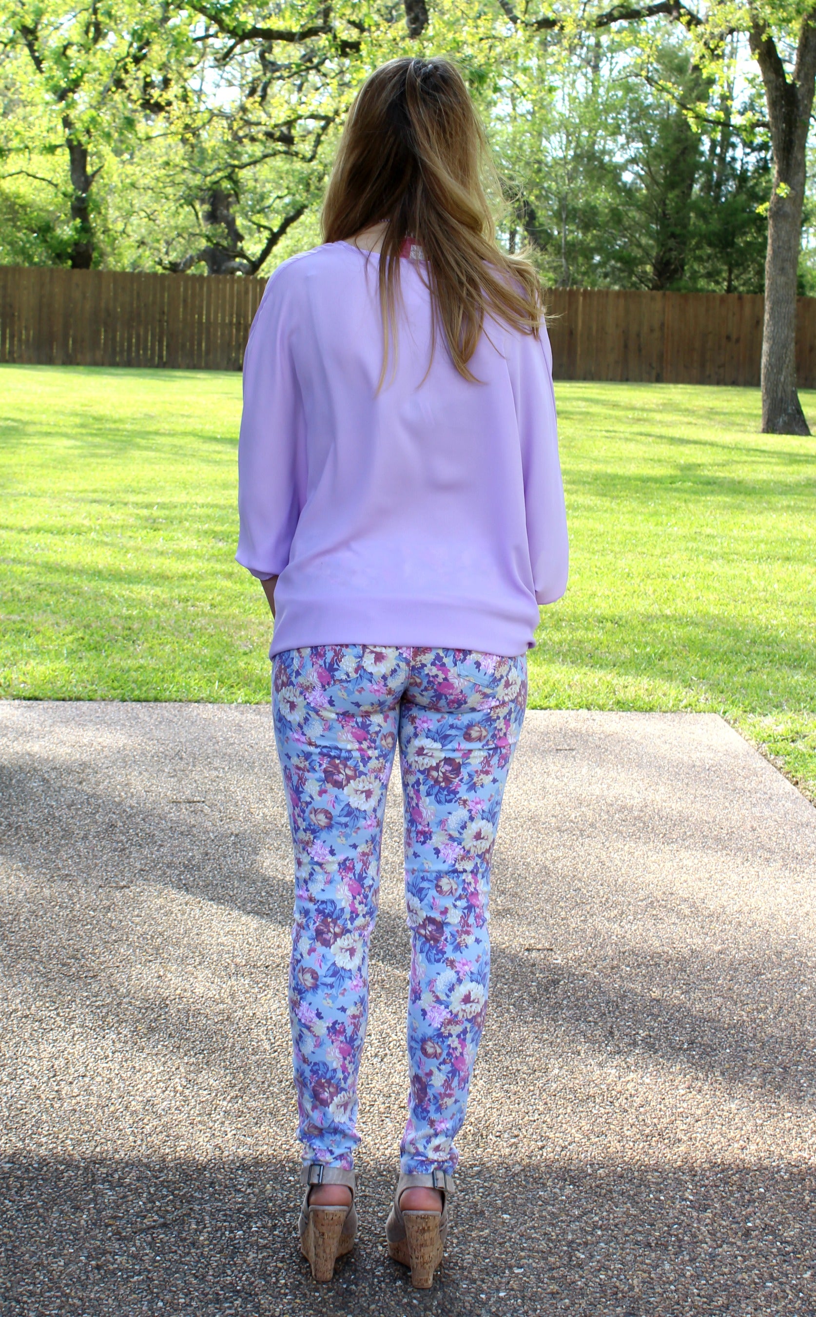 In Full Bloom Floral Printed Pants in Lavender - Giddy Up Glamour Boutique