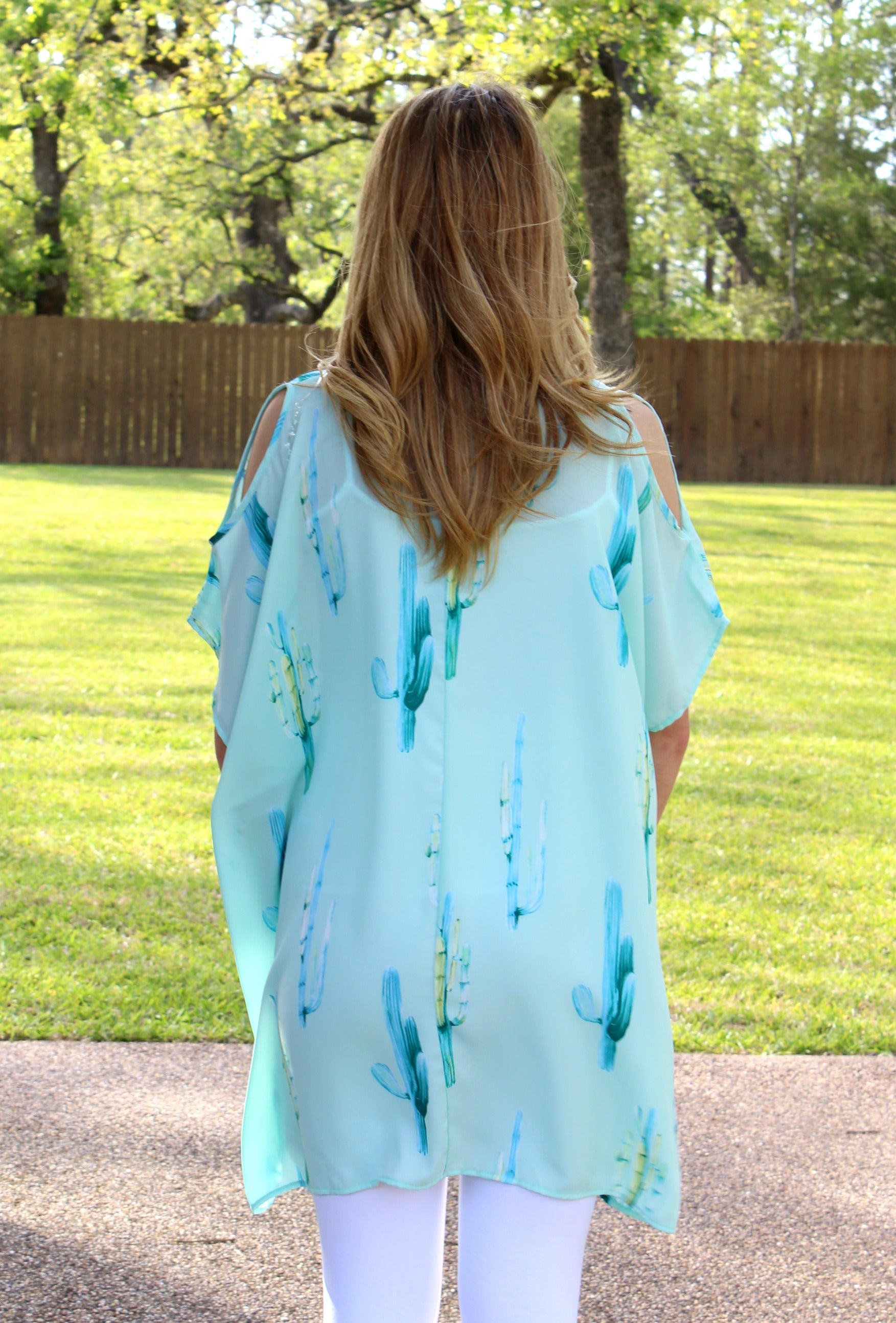 Pretty Little Thing Cactus Sheer Open Shoulder Tunic in Mint - Giddy Up Glamour Boutique