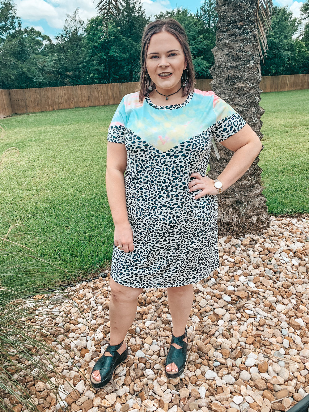 Between Us Short Sleeve  Dress in Tie Dye and Dalmatian - Giddy Up Glamour Boutique
