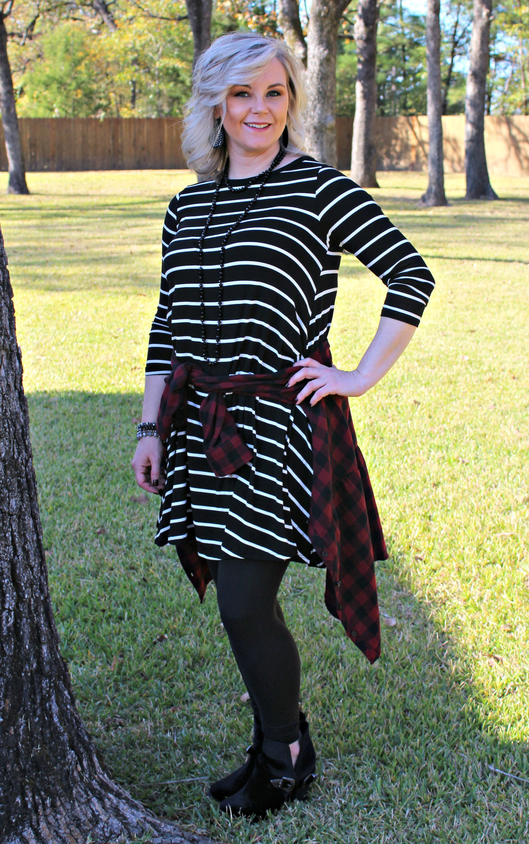 Seasonal Favorite Long Sleeve Peplum Plaid Shirt in Maroon - Giddy Up Glamour Boutique