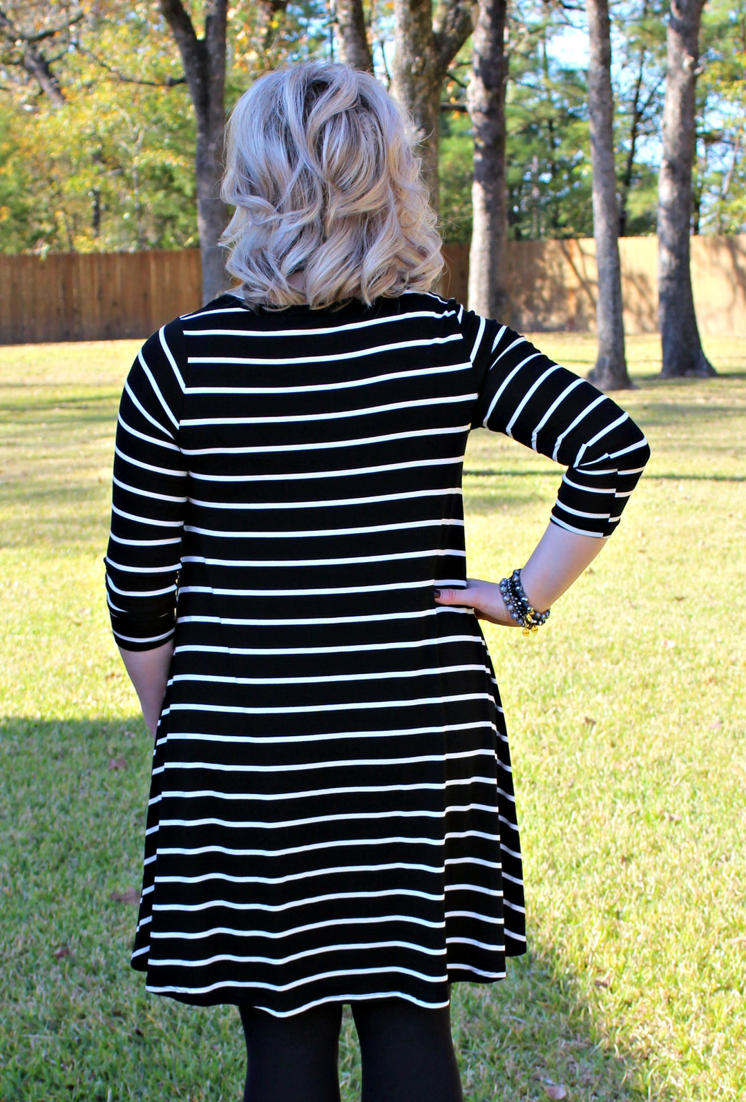 All The Stripe A Line Tunic Dress in Black - Giddy Up Glamour Boutique