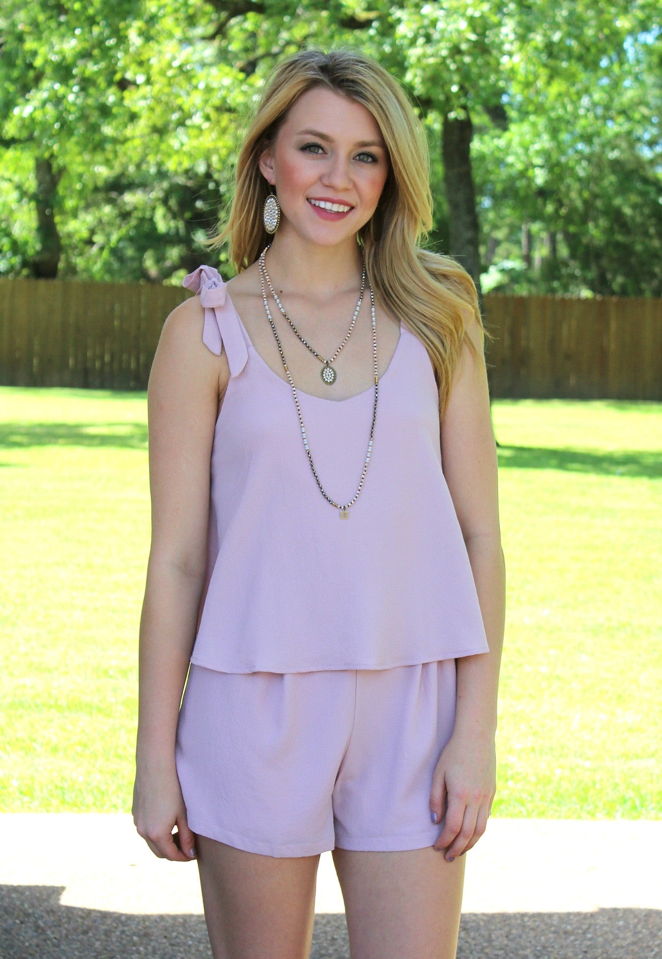 Last Chance Size Large | Weekend Bliss Layered Romper in Light Pink - Giddy Up Glamour Boutique