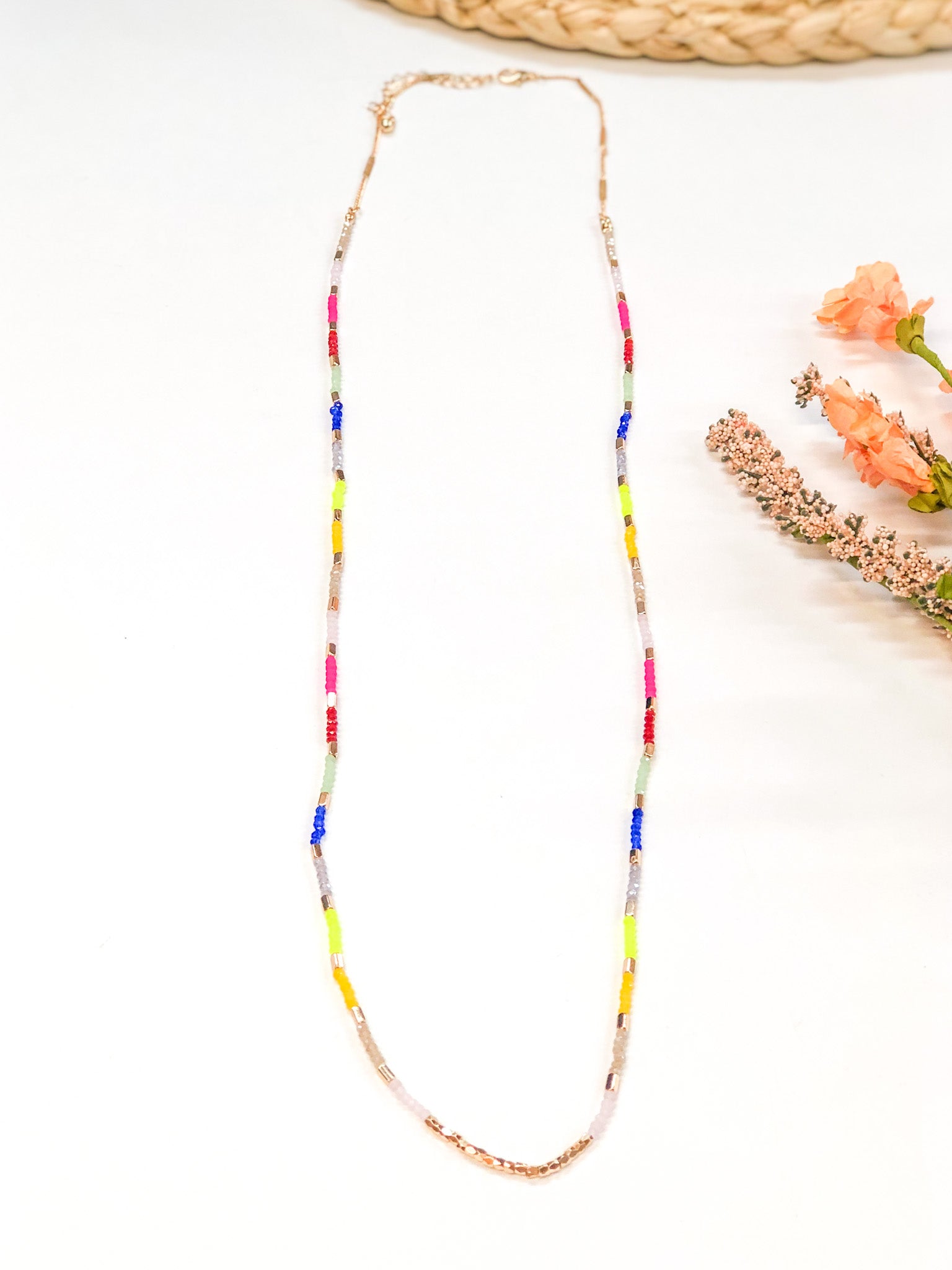 Small Crystal Beaded Layering Necklace in Multi