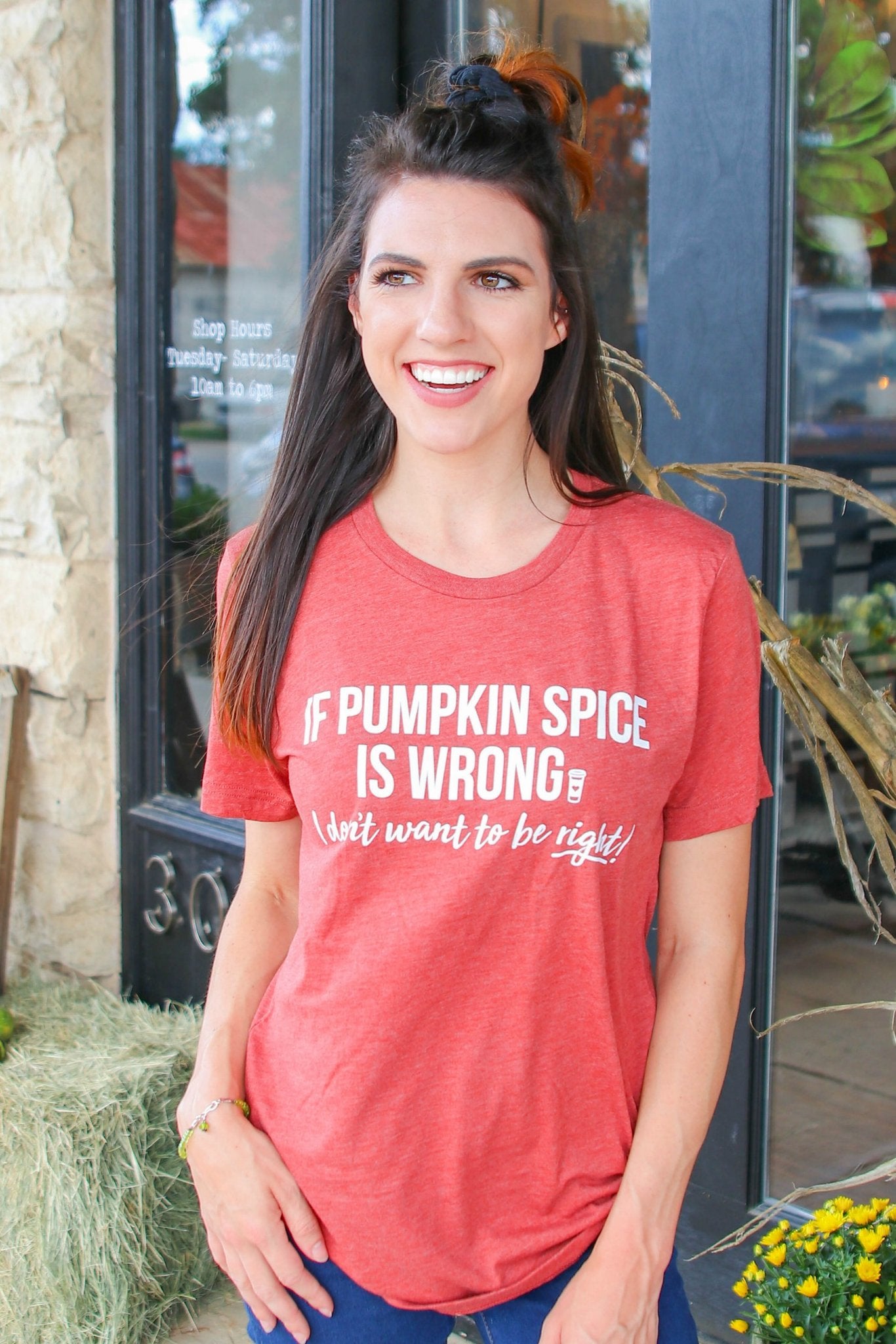 Last Chance S & M | If Pumpkin Spice Is Wrong I Don't Want To Be Right Short Sleeve Tee Shirt in Clay - Giddy Up Glamour Boutique
