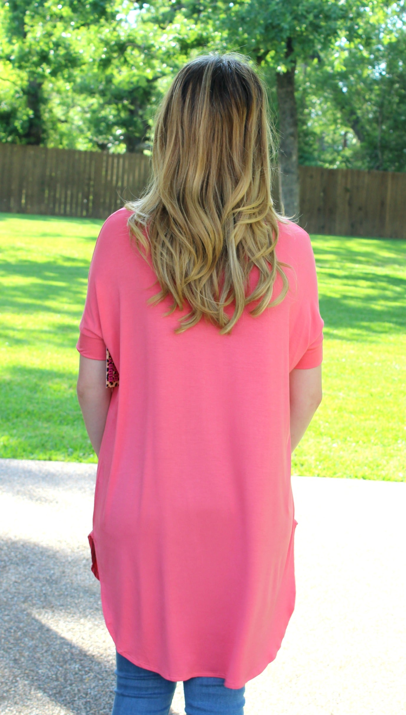 The Only Truth Short Sleeve Piko Tunic in Coral - Giddy Up Glamour Boutique