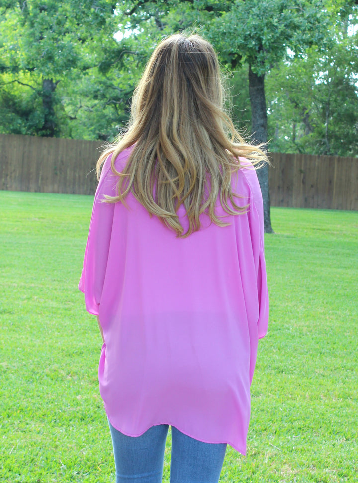 On The Line Sheer Oversized Poncho Top in Orchid - Giddy Up Glamour Boutique