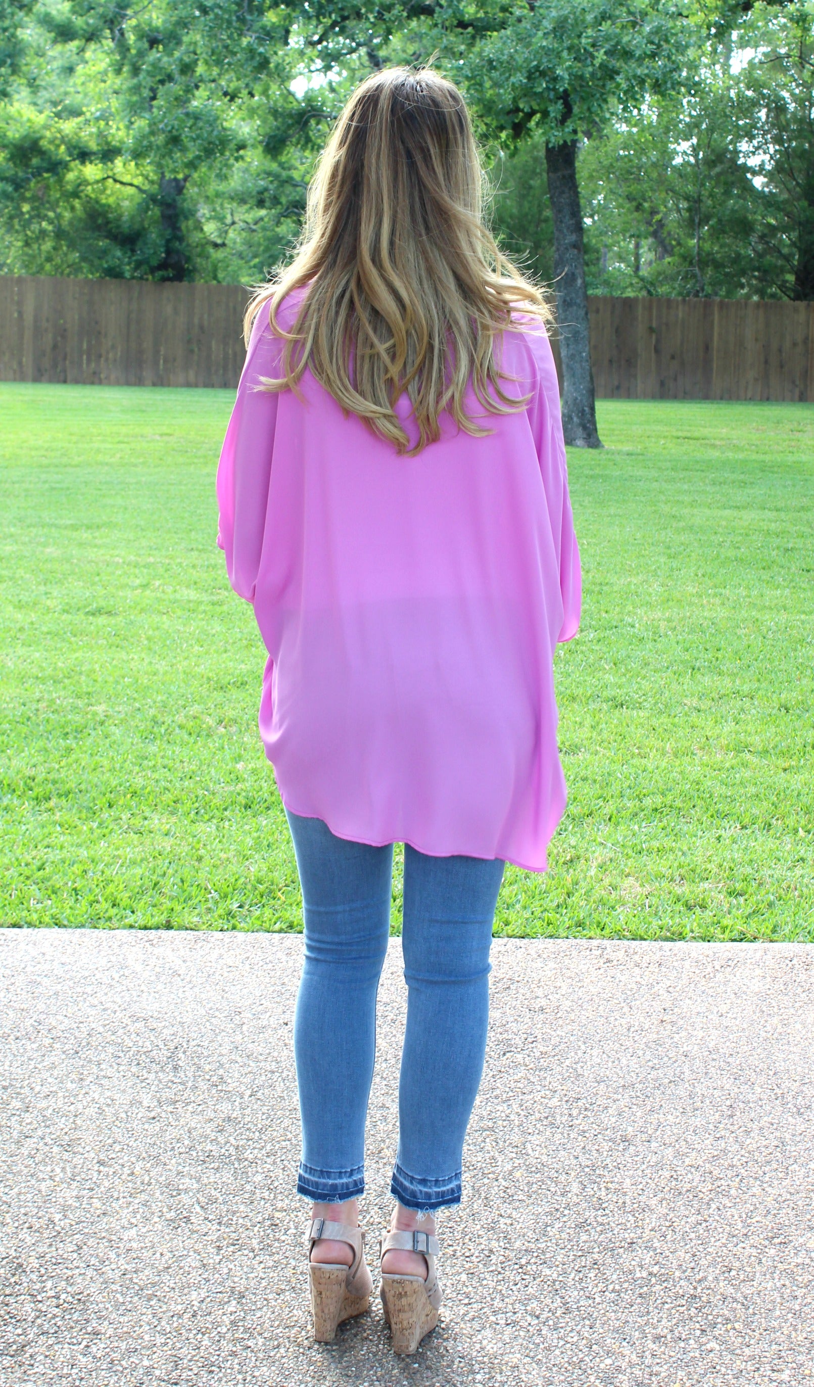 On The Line Sheer Oversized Poncho Top in Orchid - Giddy Up Glamour Boutique