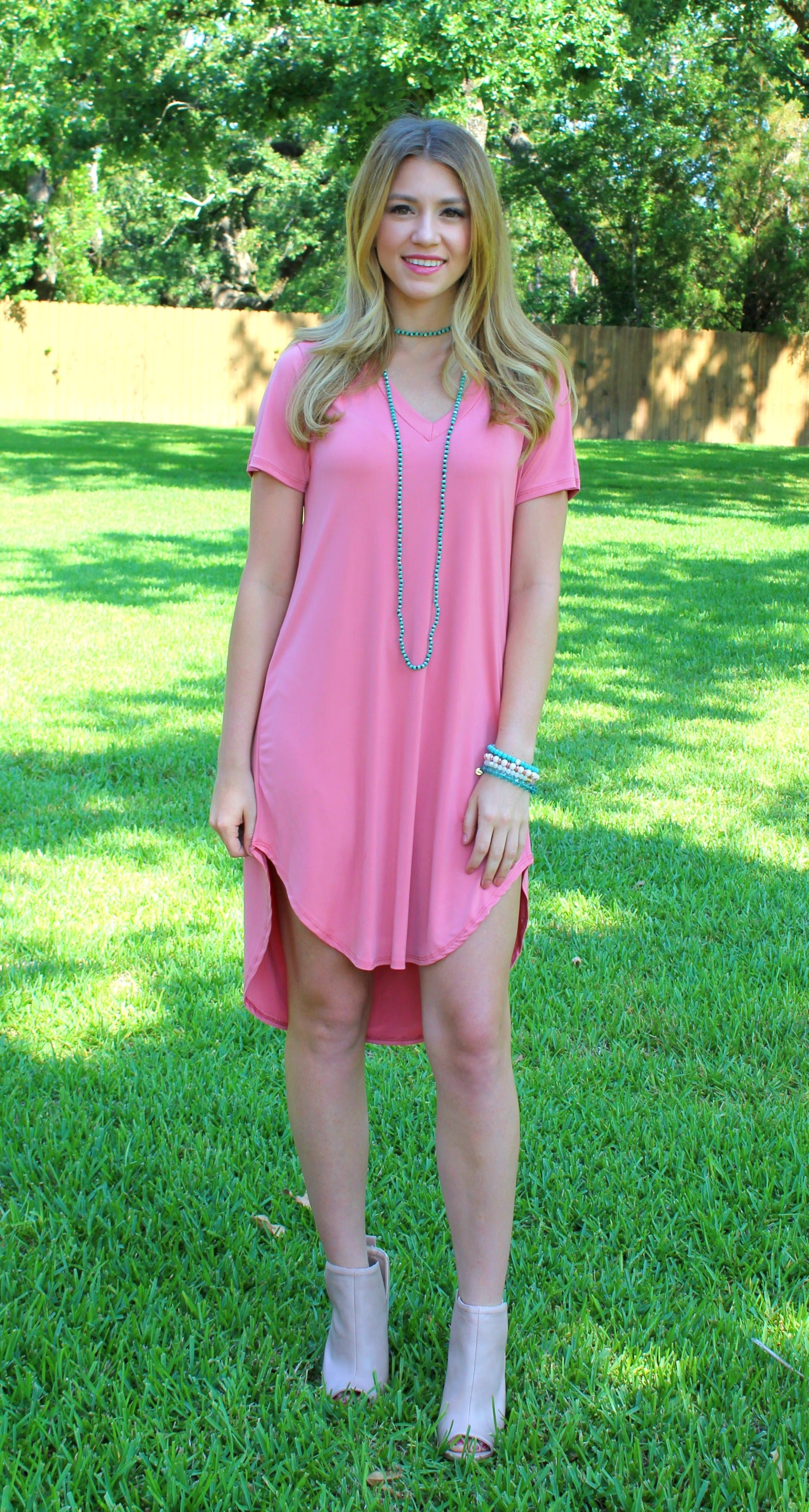 Last Chance Size S & M | Turn It Around Short Sleeve Tee Shirt Dress in Coral - Giddy Up Glamour Boutique