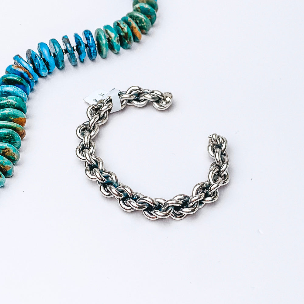 Caroline Tsosie | Navajo Handmade Sterling Silver Braided Cuff Bracelet - Giddy Up Glamour Boutique