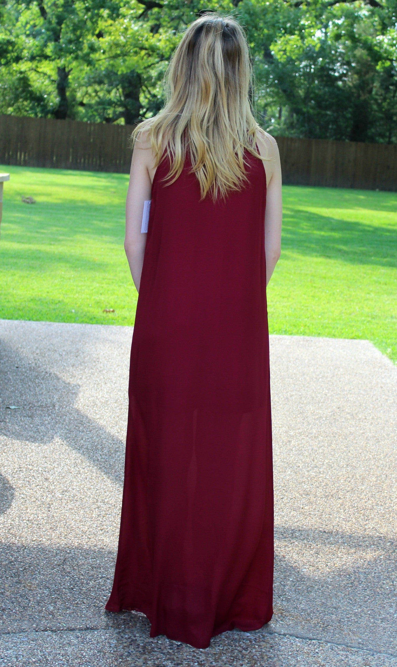 Last Chance Size Small | I'm So Fringy Maxi Dress in Maroon & White - Giddy Up Glamour Boutique