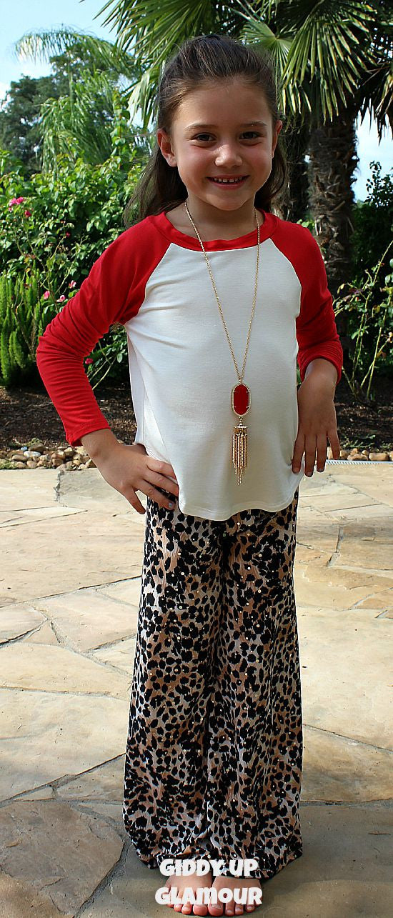 Kids Red Sleeve Baseball Tee - Giddy Up Glamour Boutique