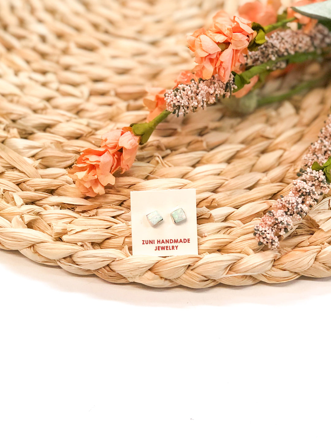 Sarah Bowannie | Zuni Handmade Sterling Silver and Opal Square Stud Earrings - Giddy Up Glamour Boutique