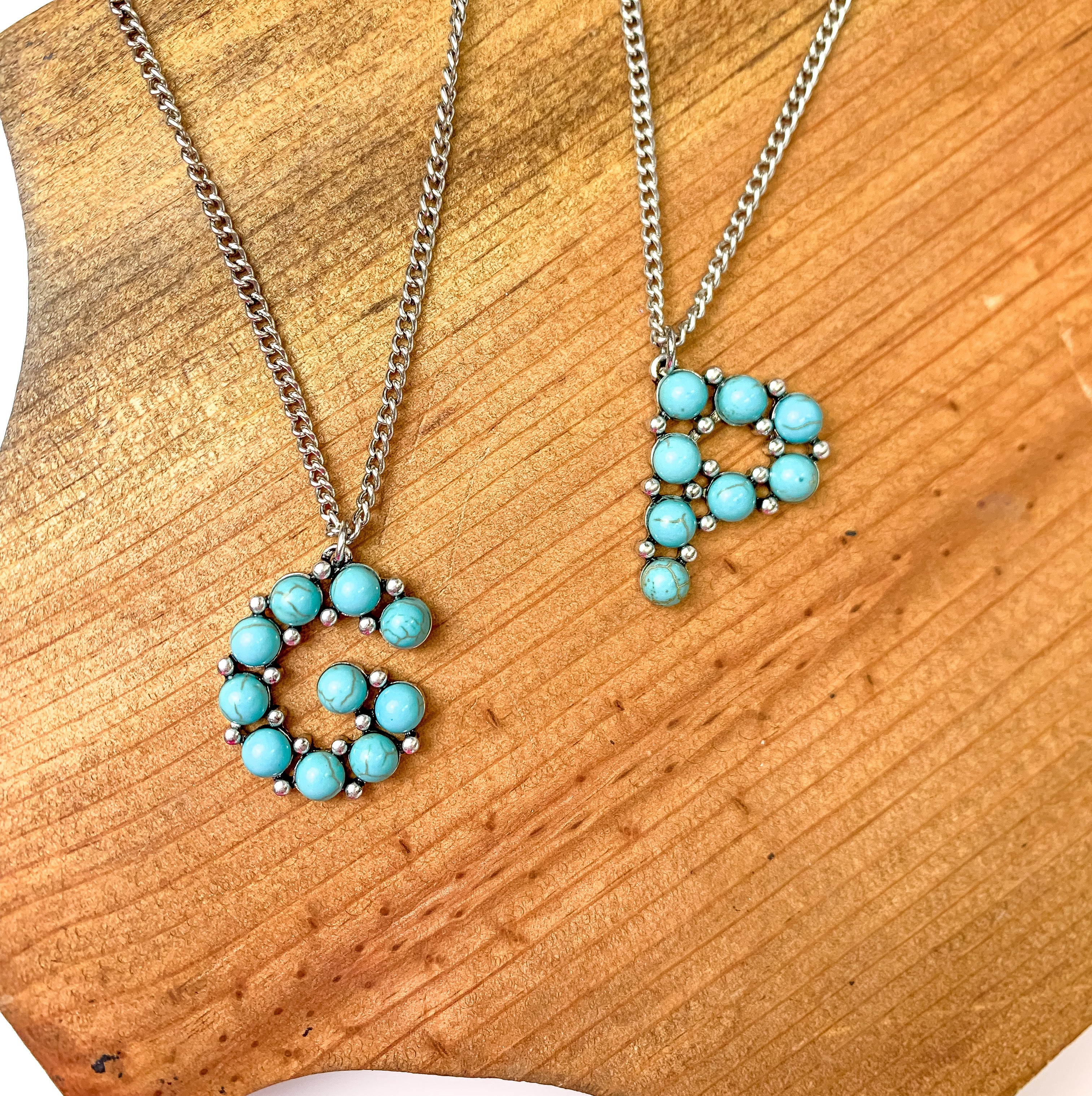 Say My Name Initial Necklaces in Turquoise - Giddy Up Glamour Boutique