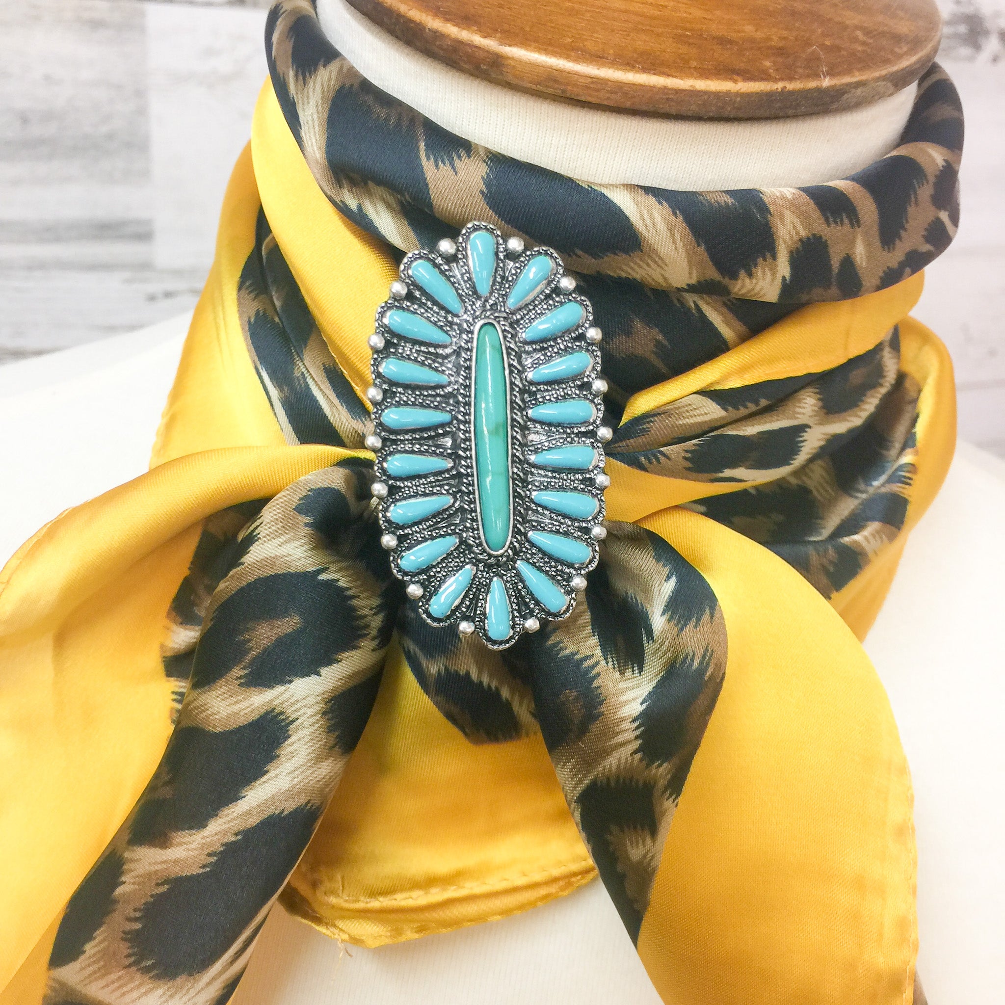 Leopard Print Silky Scarf in Yellow - Giddy Up Glamour Boutique