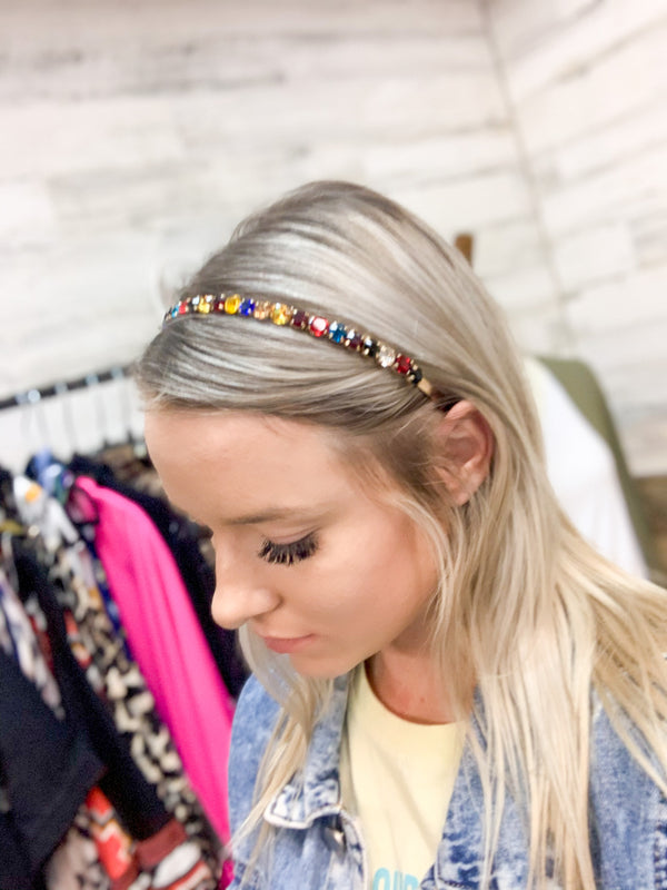 Oval & Round Cut Crystal Headband in Multicolor