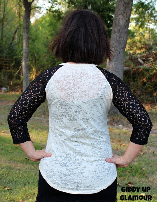 SEC is for Champions Burnout Baseball Tee with Crochet Sleeves - Giddy Up Glamour Boutique