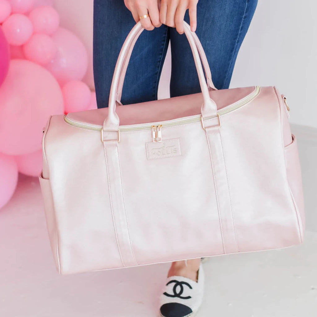 Hollis | Lux Weekender Bag in Solid Blush - Giddy Up Glamour Boutique