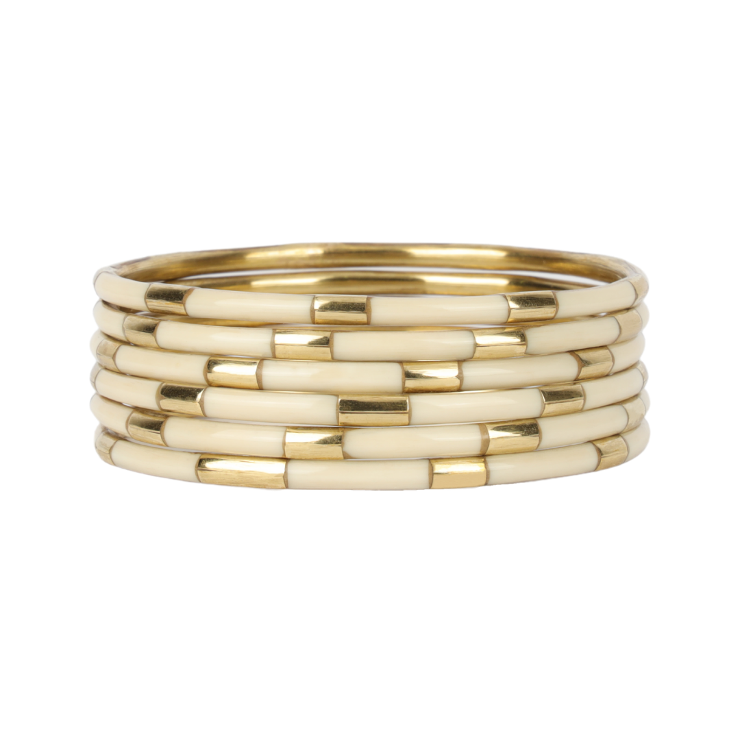 BuDhaGirl | Set of Six | Veda Bangles in Ivory - Giddy Up Glamour Boutique