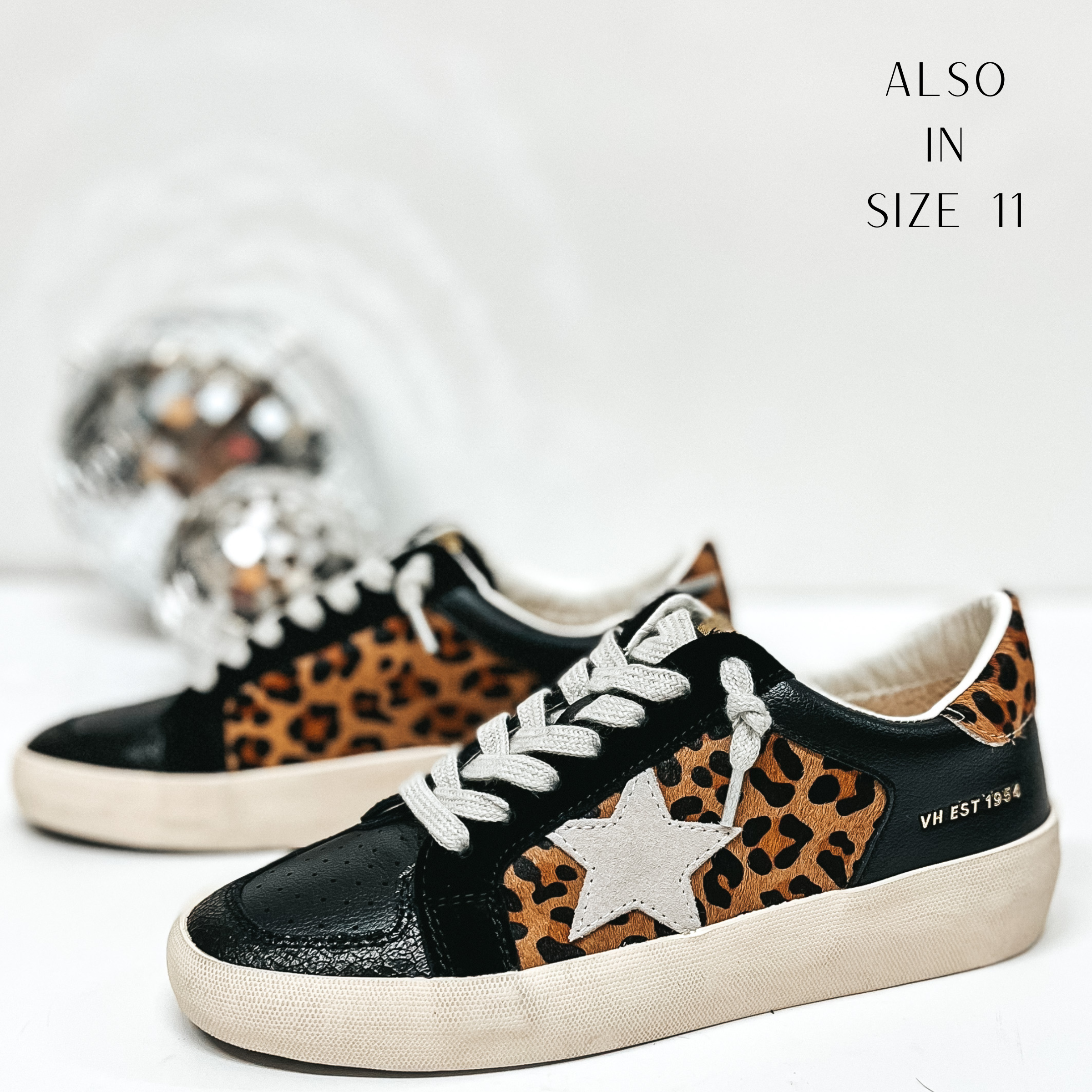 Vintage Havana | Elodie Sneakers in Black and Leopard Print - Giddy Up Glamour Boutique