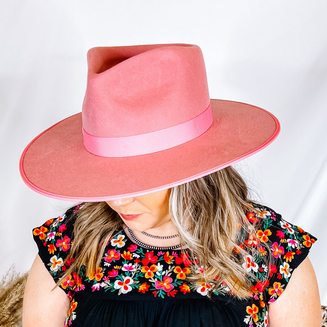 Lack of Color | Rose Rancher Wool Felt Hat in Pink - Giddy Up Glamour Boutique