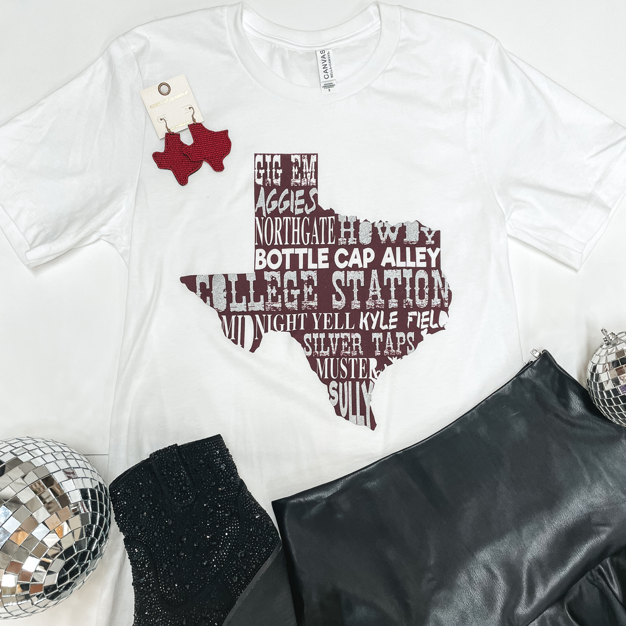 Aggie Game Day | Game Day in College Station Texas Short Sleeve Tee Shirt in White - Giddy Up Glamour Boutique