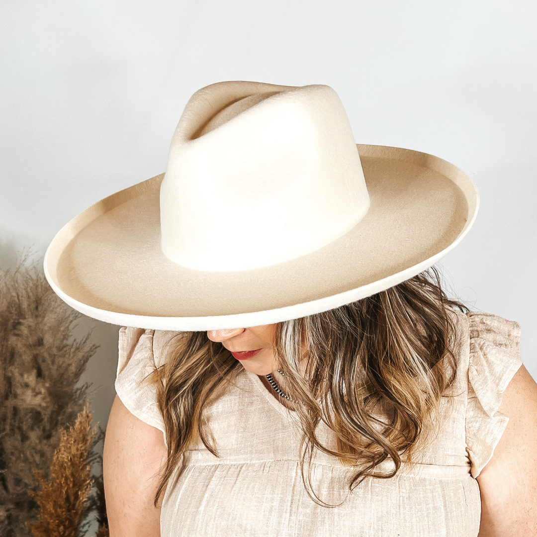 Lack of Color | Melodic Rancher Wool Felt Hat with Flicked Edge in Ivory - Giddy Up Glamour Boutique