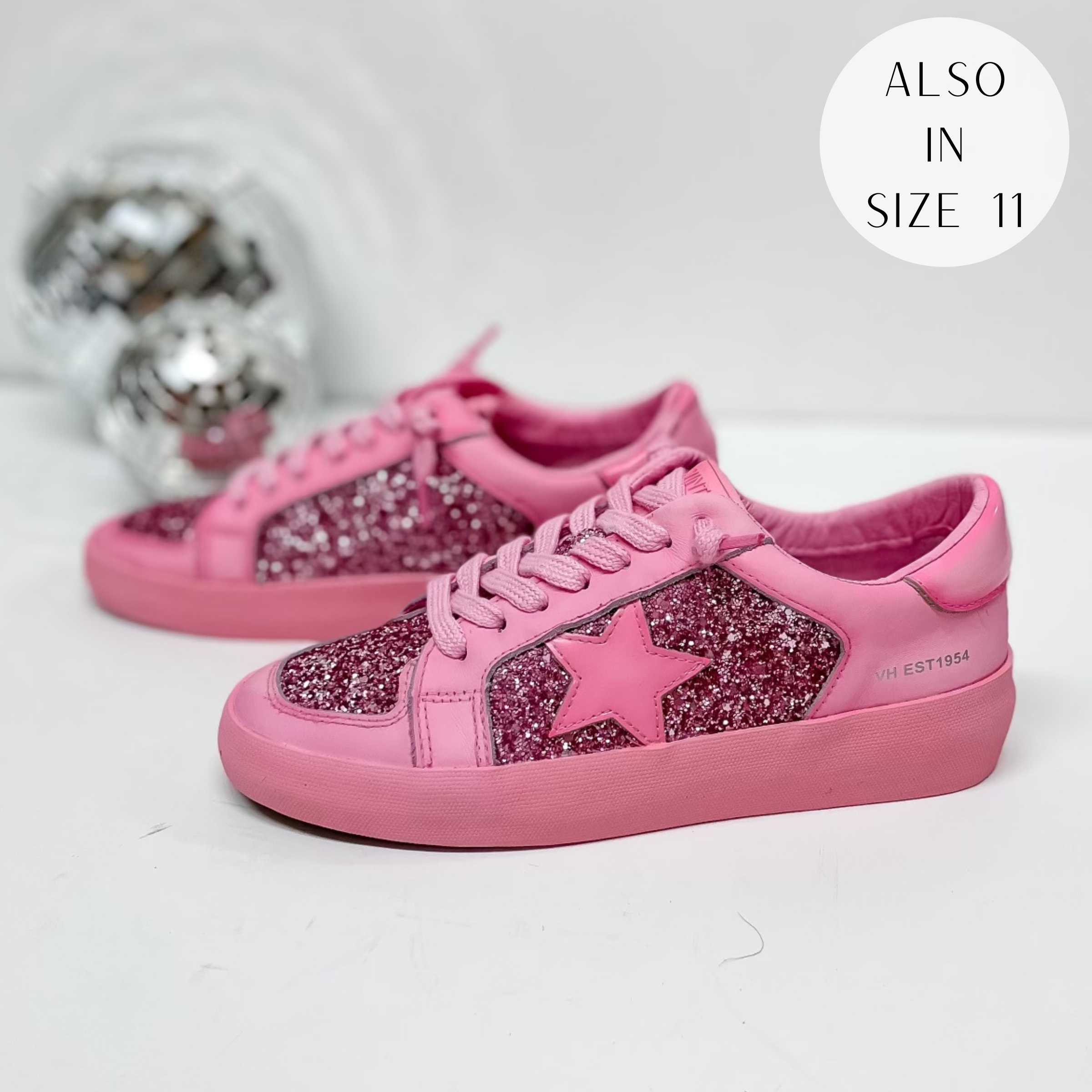 Vintage Havana | Alexis Dip Dye Glitter Sneakers in Hot Pink - Giddy Up Glamour Boutique