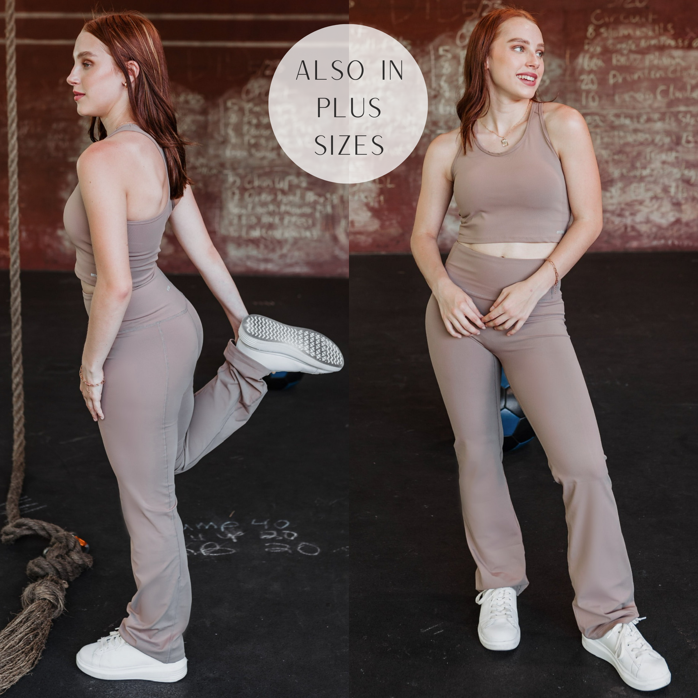 Taupe Stretch Flare Yoga Pants
