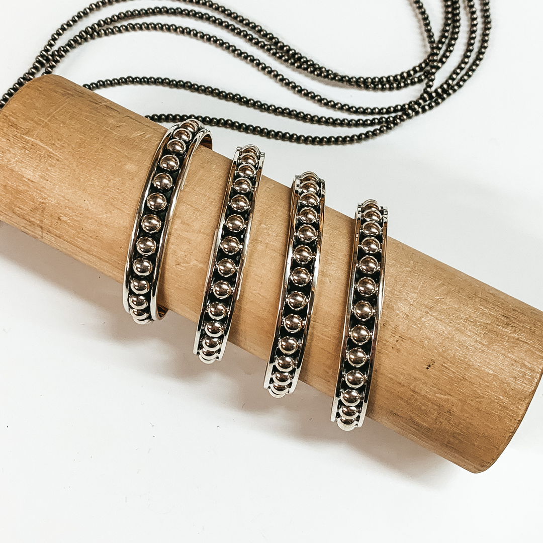 Navajo | Navajo Handmade 6mm Circle Detail Sterling Silver Cuff - Giddy Up Glamour Boutique