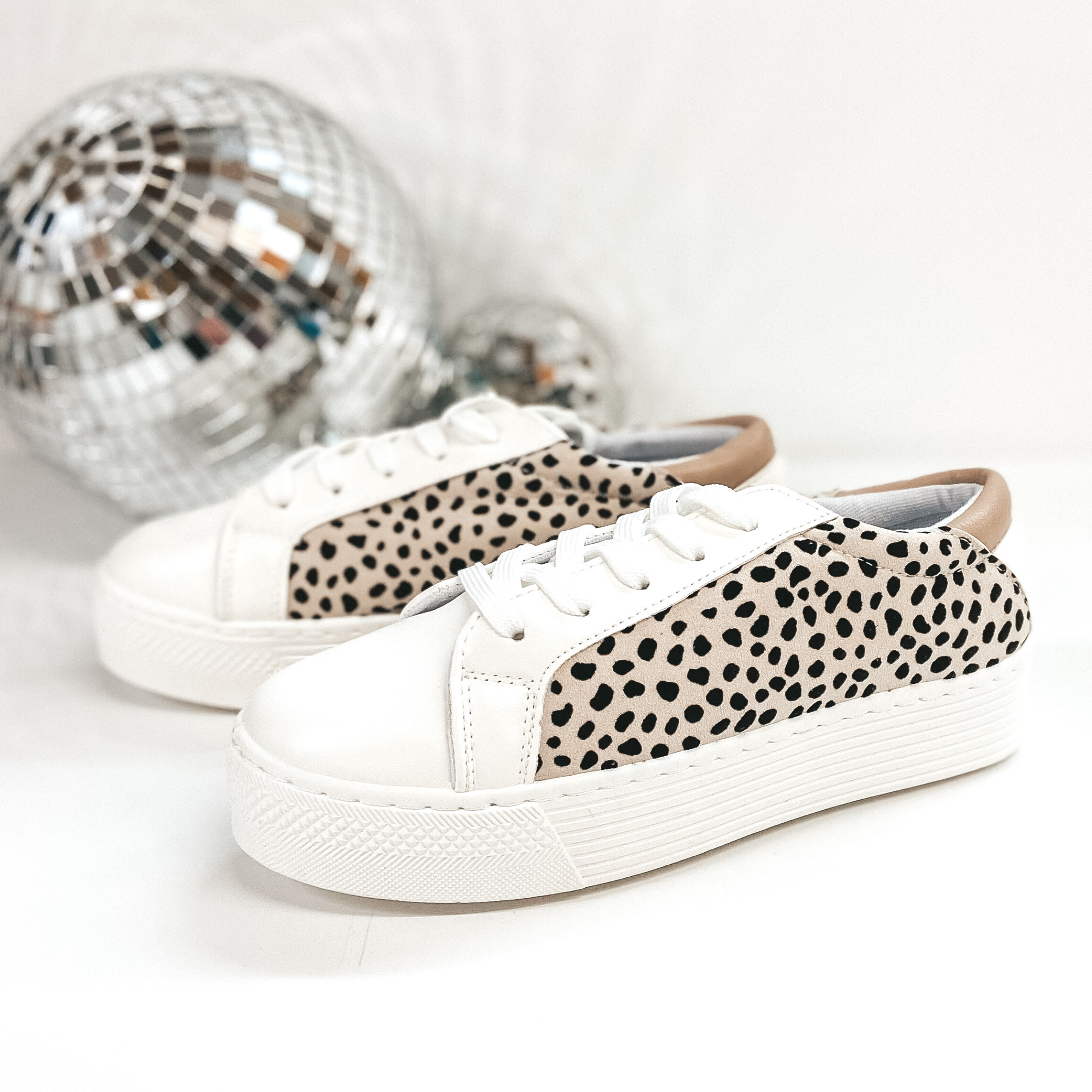 Casually Chic Lace Up Platform Sneakers in Dotted Leopard - Giddy Up Glamour Boutique