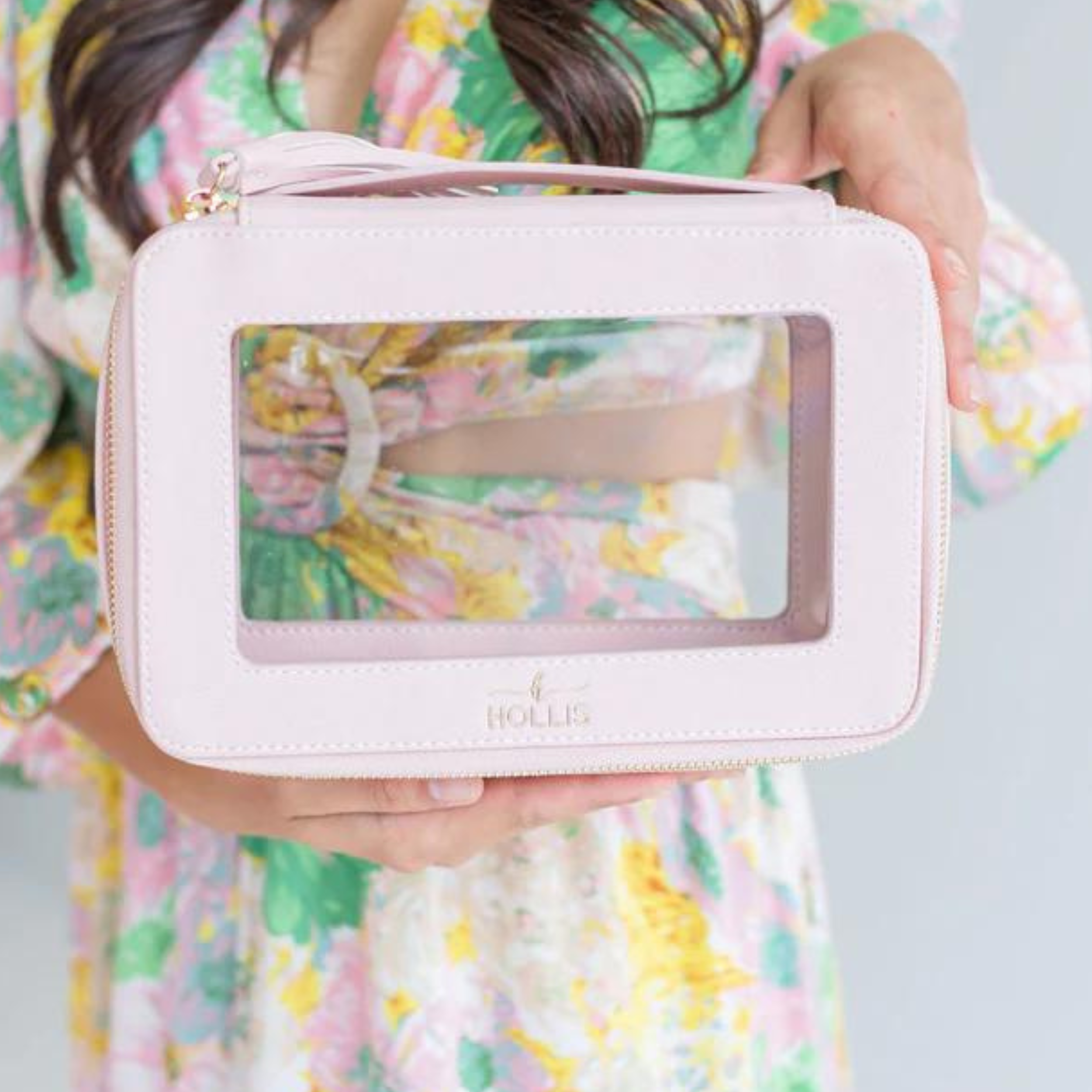 Hollis | Clear Toiletry Bag in Blush - Giddy Up Glamour Boutique