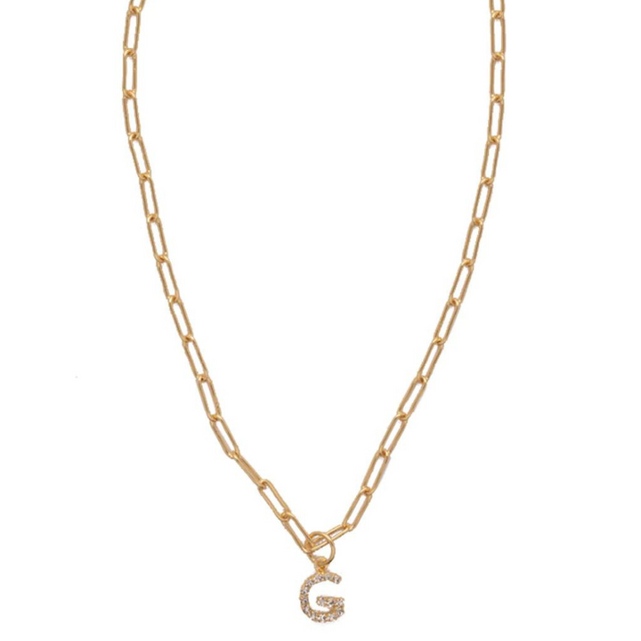 Sorrelli | Initial Pendant Necklace in Bright Gold Tone and Crystal - Giddy Up Glamour Boutique