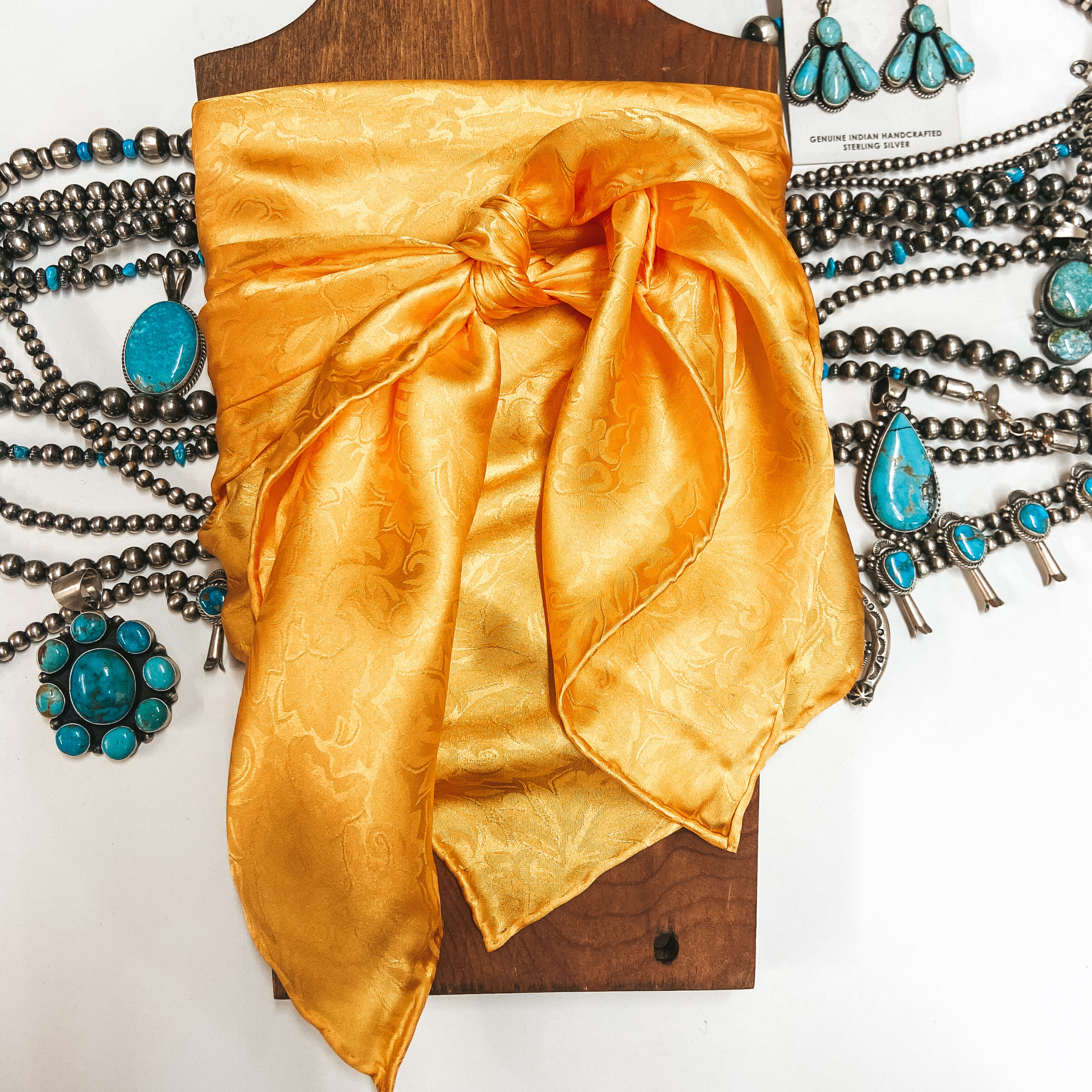 Jacquard Wild Rag in Yellow - Giddy Up Glamour Boutique