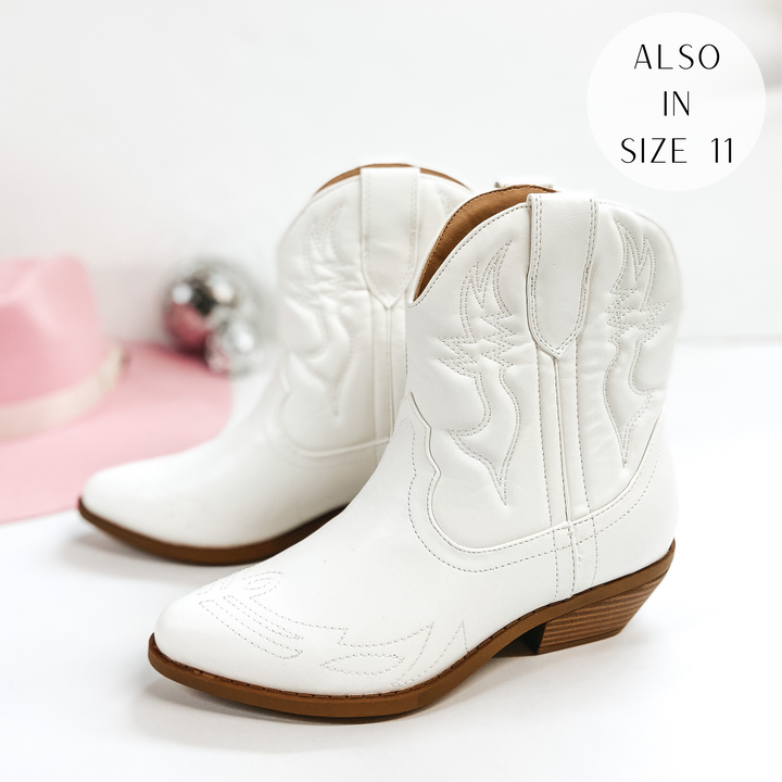 Wild and Wanted Cowgirl Ankle Booties in White - Giddy Up Glamour Boutique