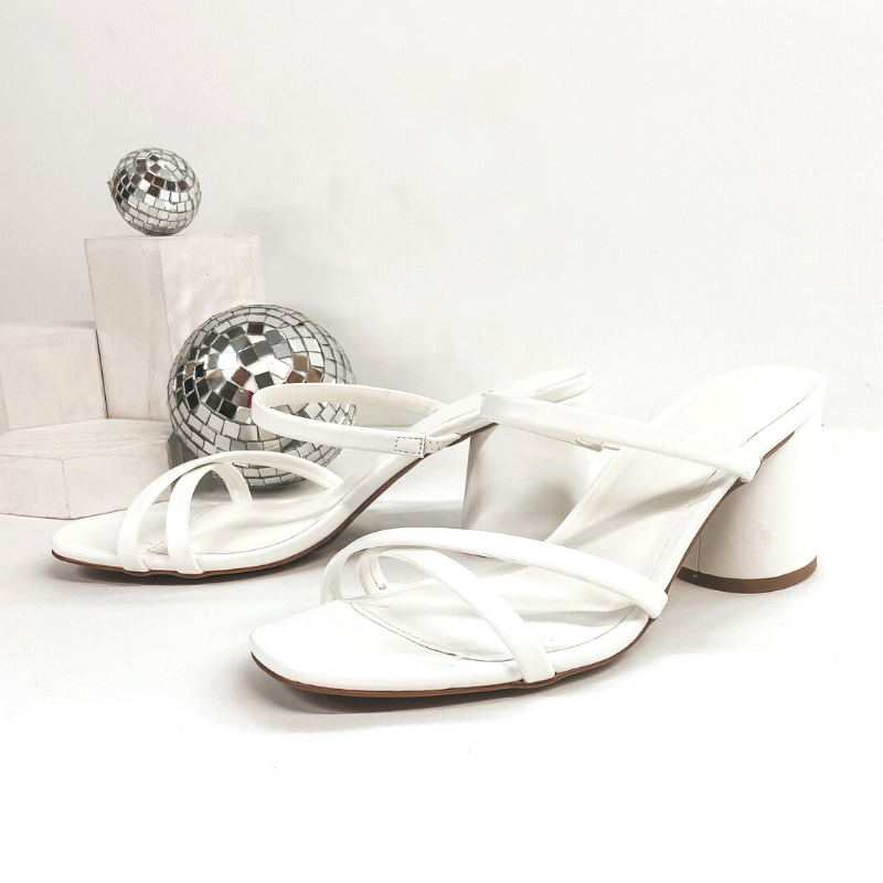 High Priority Strappy Heeled Sandals in White - Giddy Up Glamour Boutique