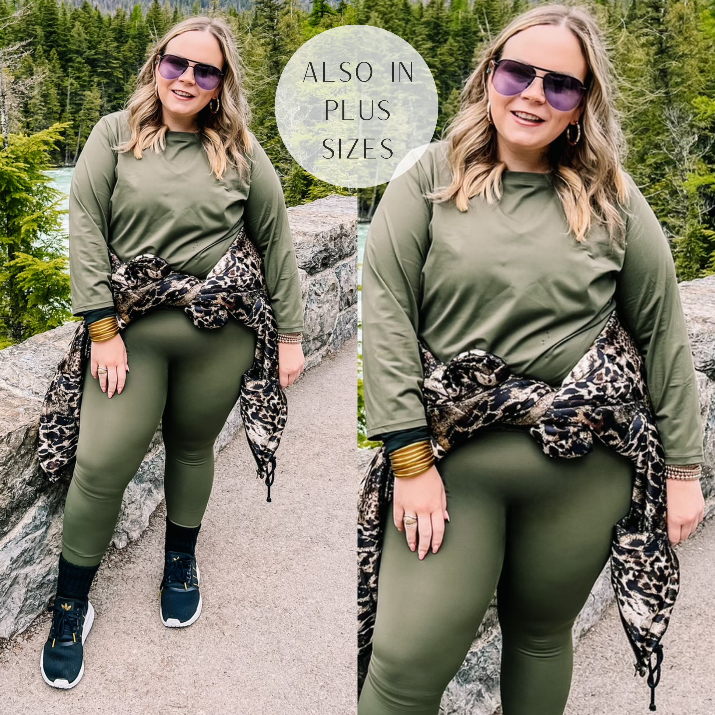 Get Moving Long Sleeve Cropped Top in Olive Green - Giddy Up Glamour Boutique