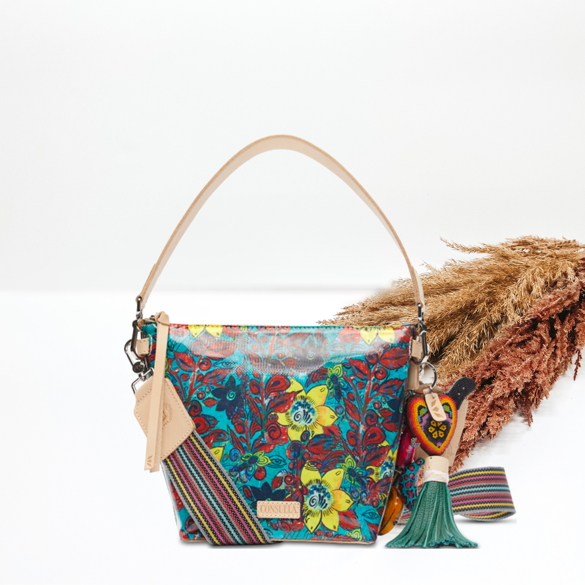Consuela Turquoise Floral Wedge Bag