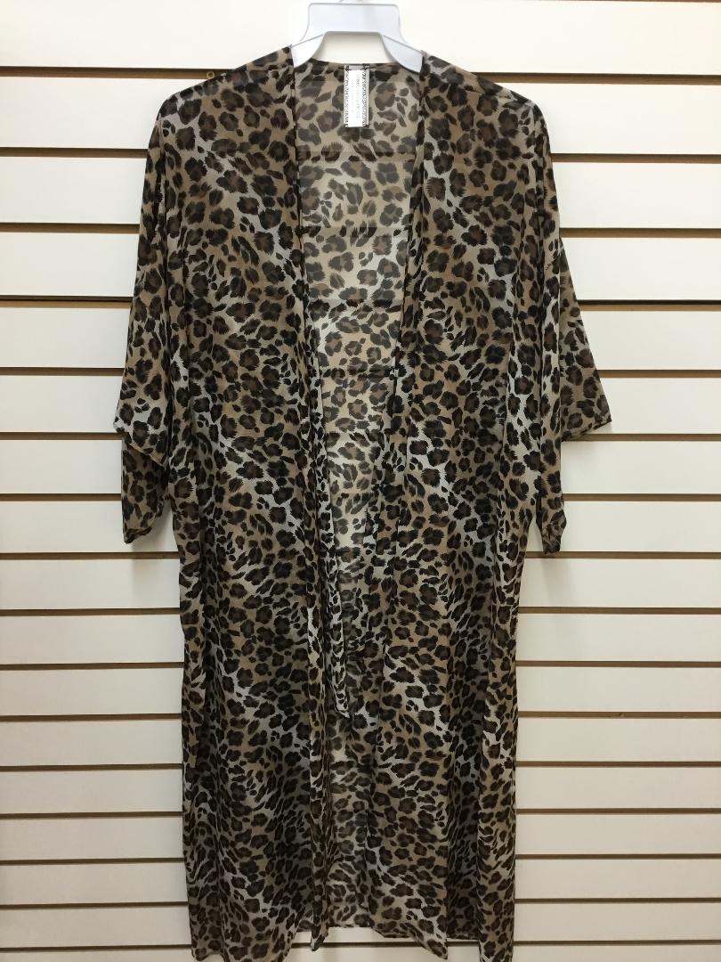 Leopard Waterfall Front Duster - Giddy Up Glamour Boutique